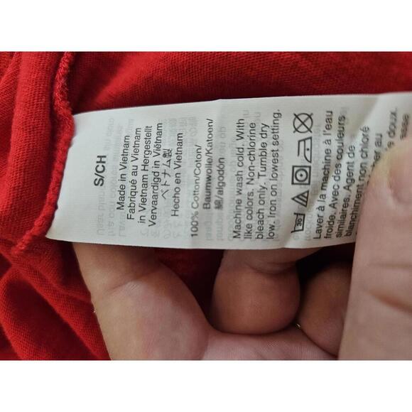 J Crew Slub Cotton Tee small red short sleeve v neck tee shirt - Picture 4 of 4